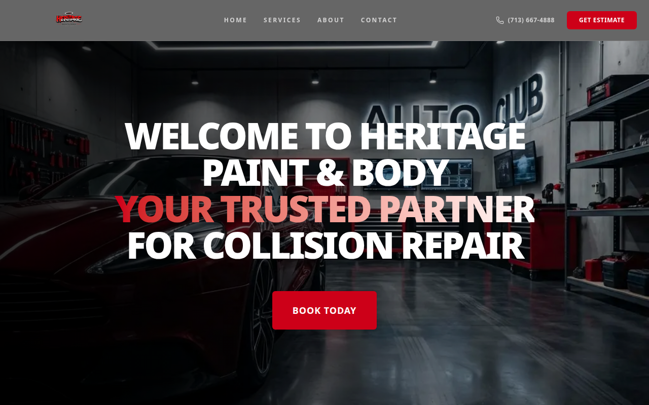 Heritage Paint & Body website preview