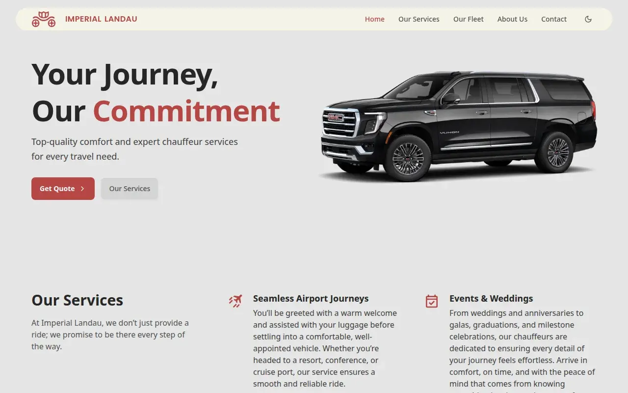 Imperial Landau website preview